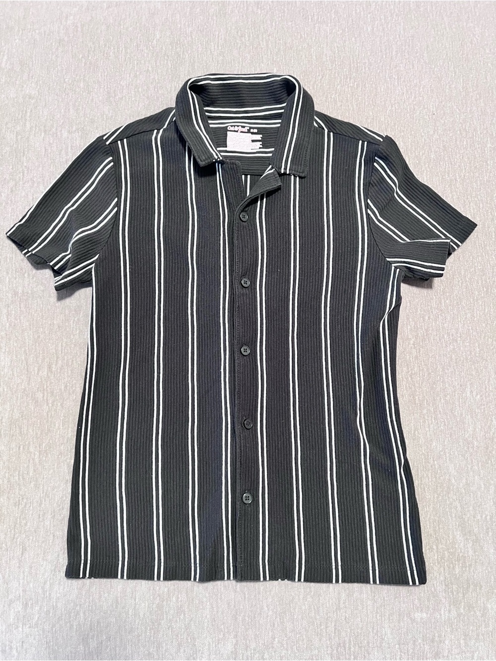 Cat & Jack Black Shirt with White Vertical Stripes